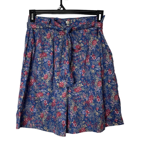 Talbots Floral Belted Shorts With Side Pockets 100% Cotton Women’s Size L - Picture 2 of 8